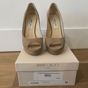 Jimmy Choo suede peep toe pumps size 38